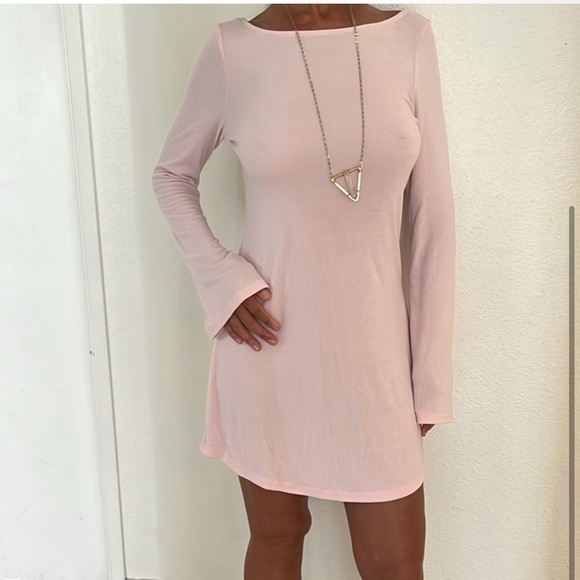Free People long sleeved, light pink, backless, dress - Picture 3 of 3
